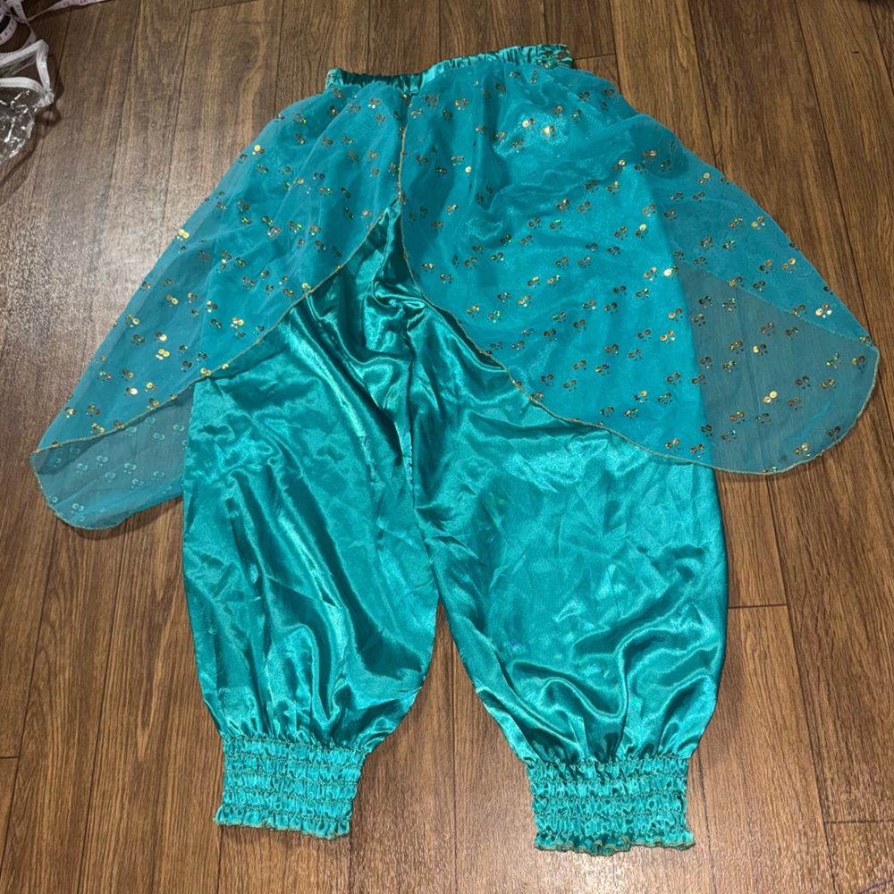 TURQUOISE AND GOLD JASMINE ALADDIN COSTUME PANTS, SIZE 10/12
